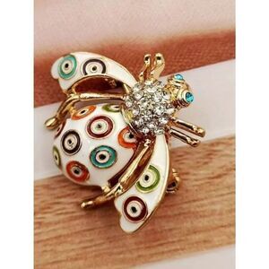 NWT Baroque Style Vintage Inspired Enamel Brooch Bee Design Lapel Pin Golden